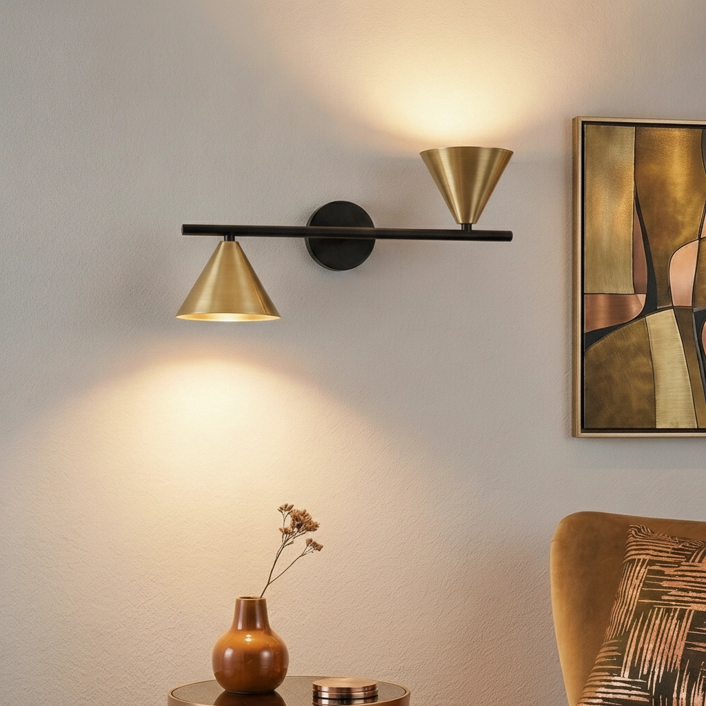 Applique murale Conico Double Noir avec Or
