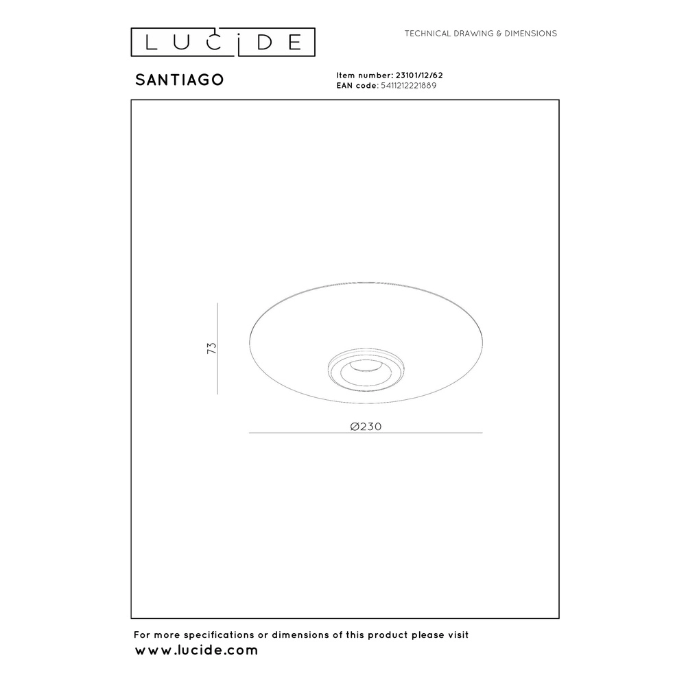Lumière LED de plafond Santiago Ø 23cm - champagne avec verre ambré Premium by Lucide 5411212221889