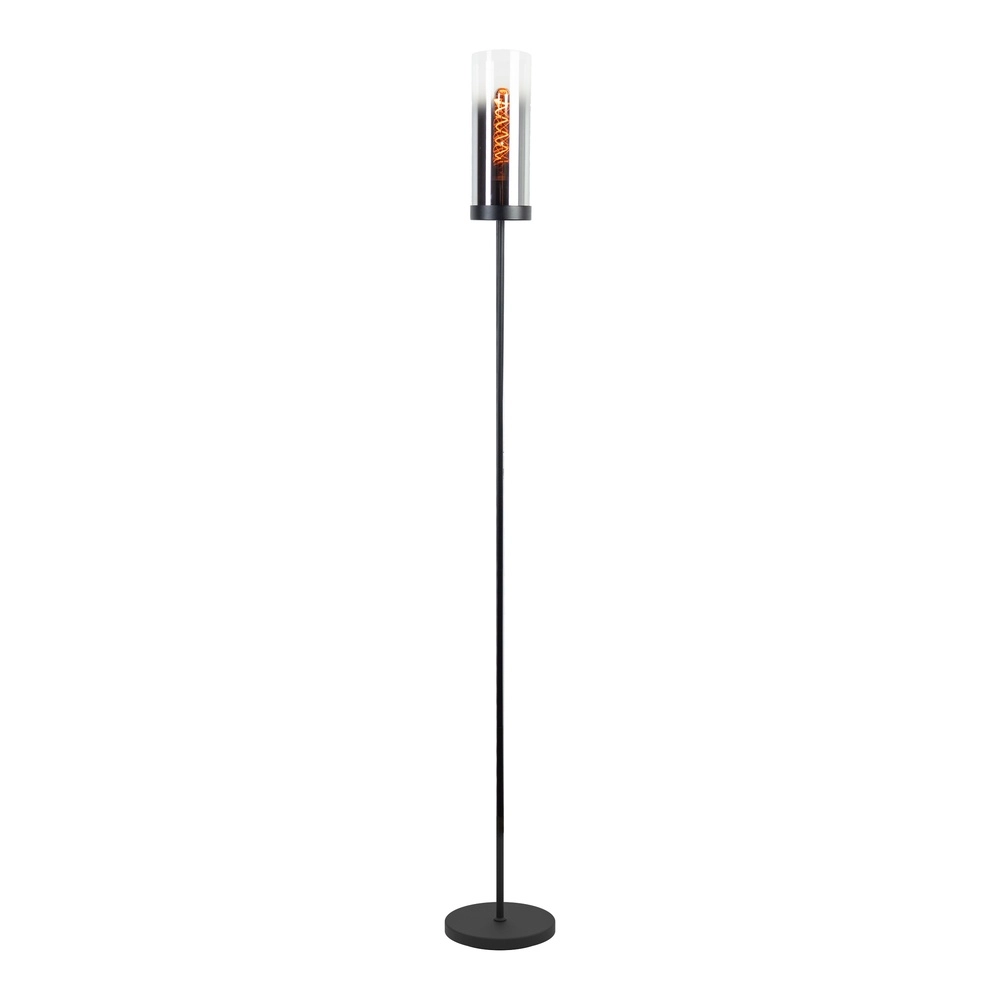 Lampe sur pied noire Toothill avec du verre fumé