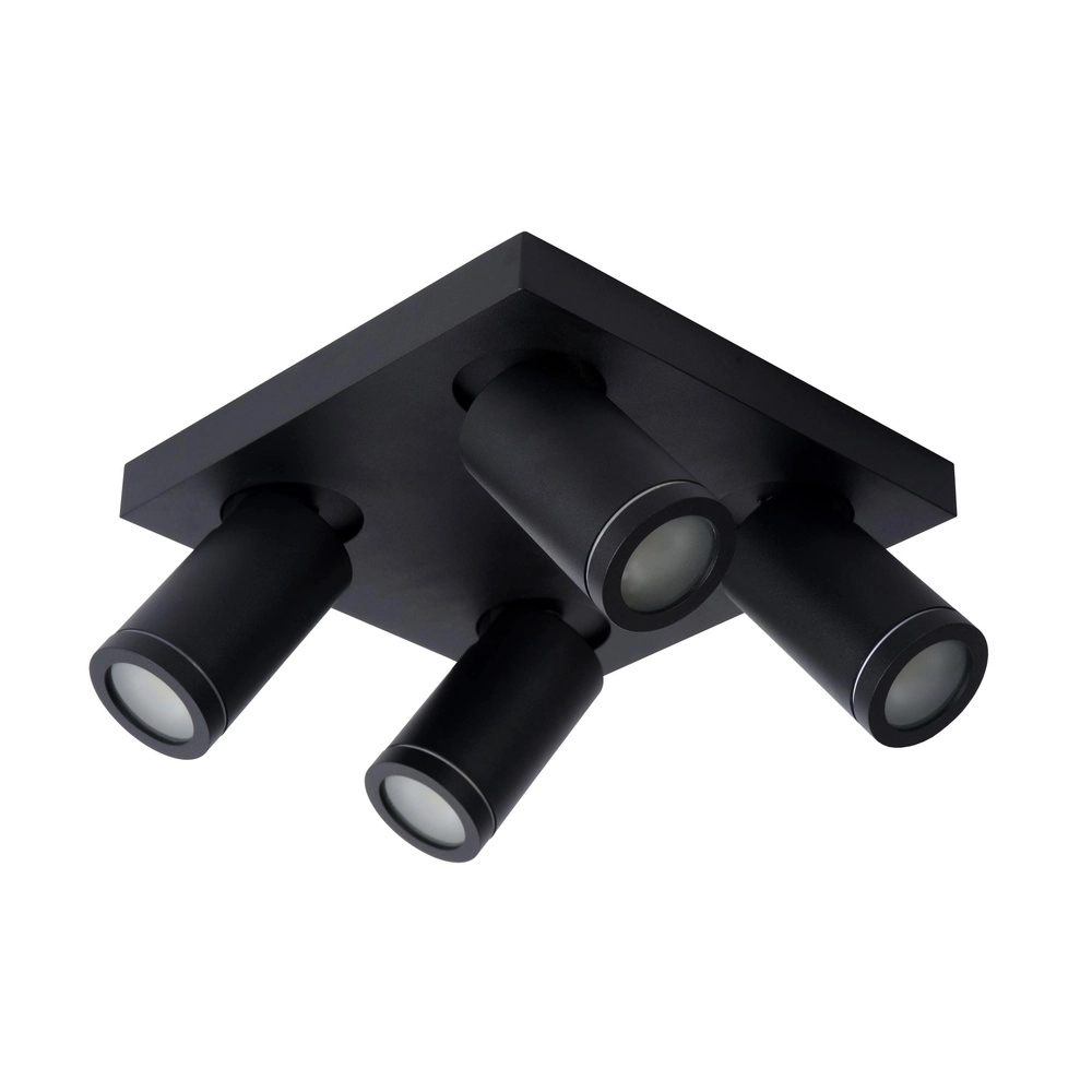 Projecteur de plafond Taylor IP44 noir à 4 lumières