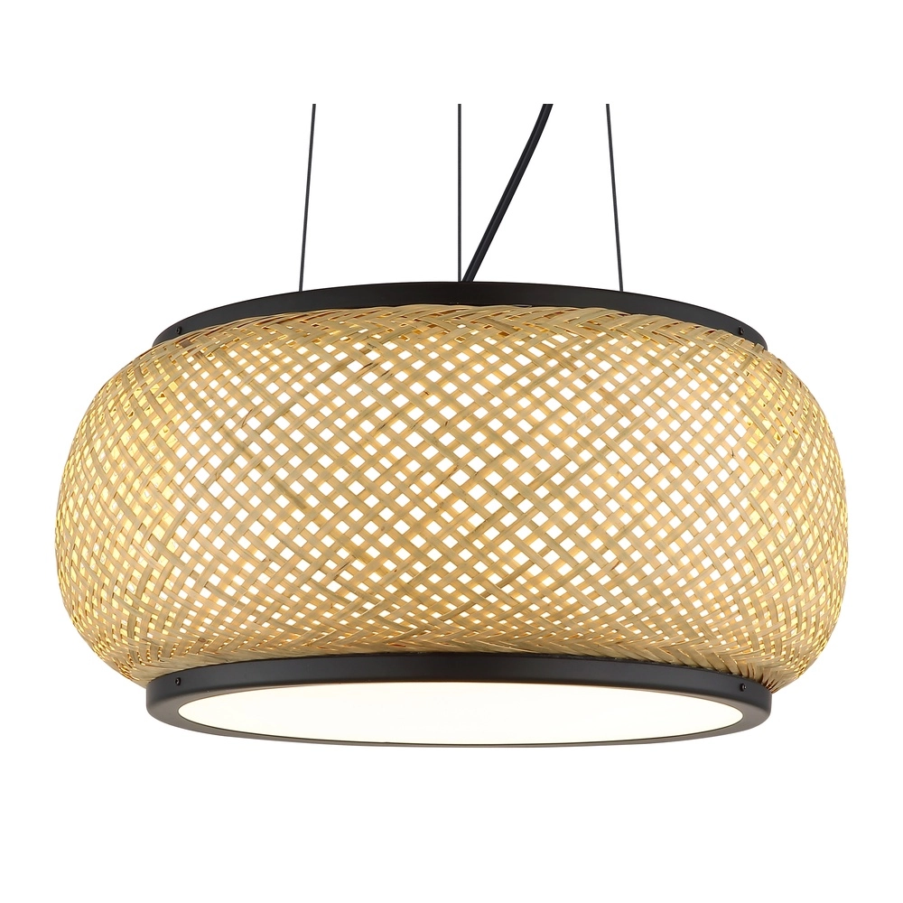 Lampe suspendue Bambora noir avec du bambou Globo 9007371578795