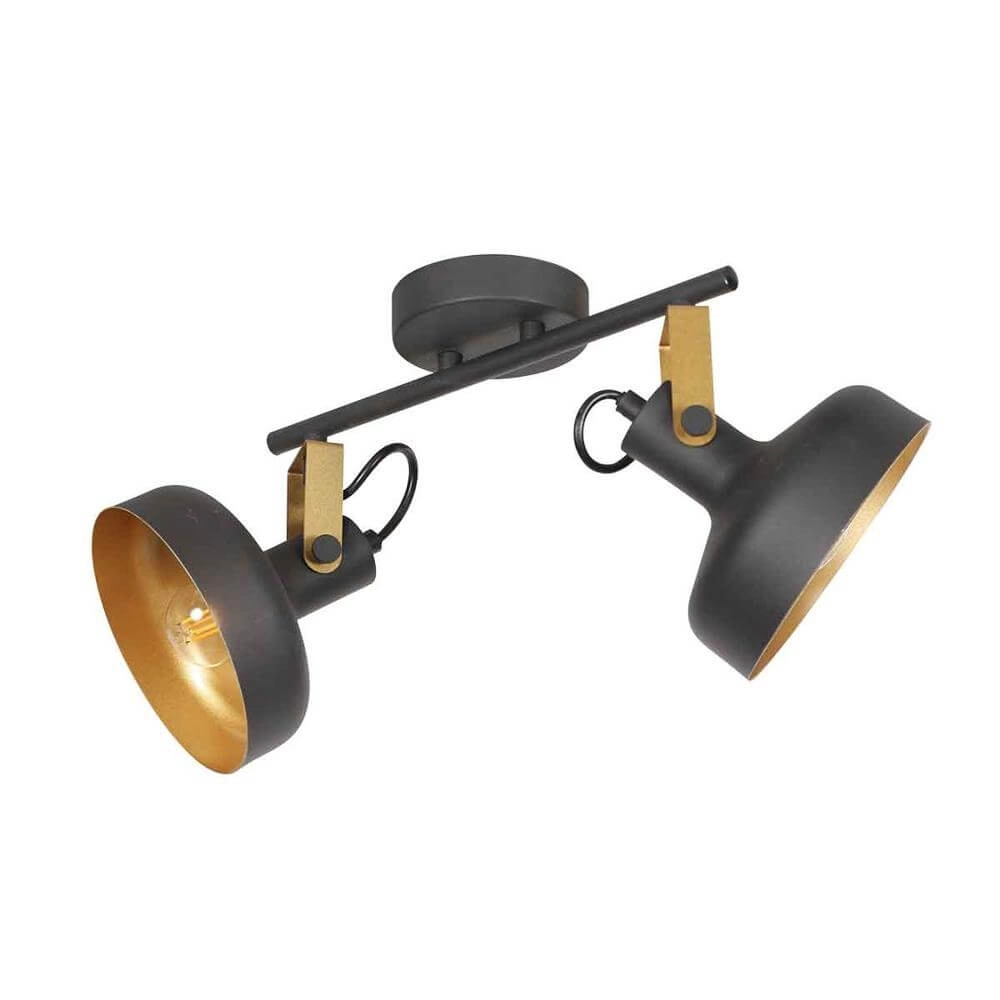 Plafonnier Prato noir avec or 2 lumières