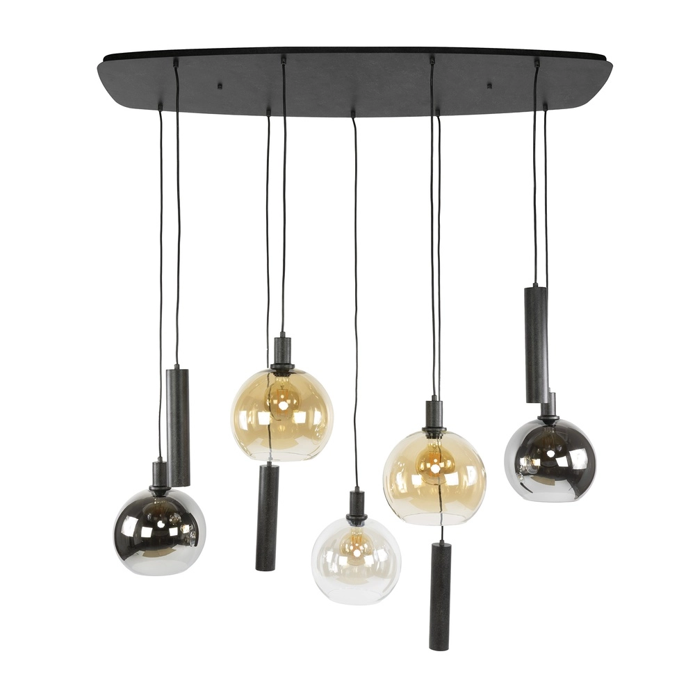 Lampe pendante de table à manger Sfera avec des boules et pendentifs en verre coloré Lyora 8716803512405