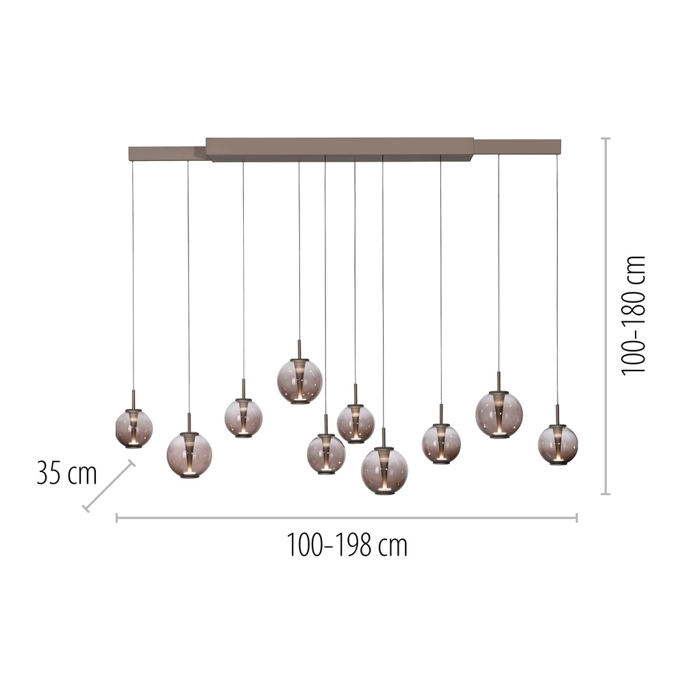 Lampe suspendue Pure E-Infinty Bronce avec verre ambré Paul Neuhaus 4012248397886