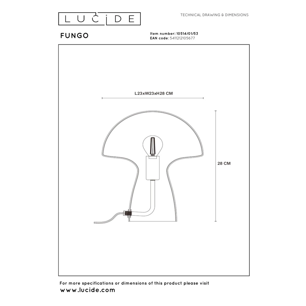 Lampe de table Fungo orange Lucide 5411212105677