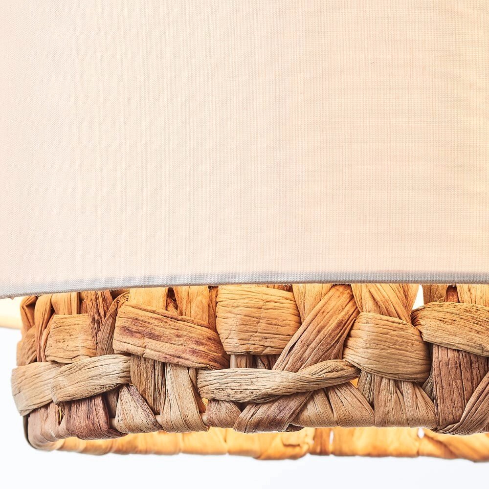 Lampe suspendue pour salle à manger Waterlilly rotin avec tissu blanc Brilliant 4004353411939