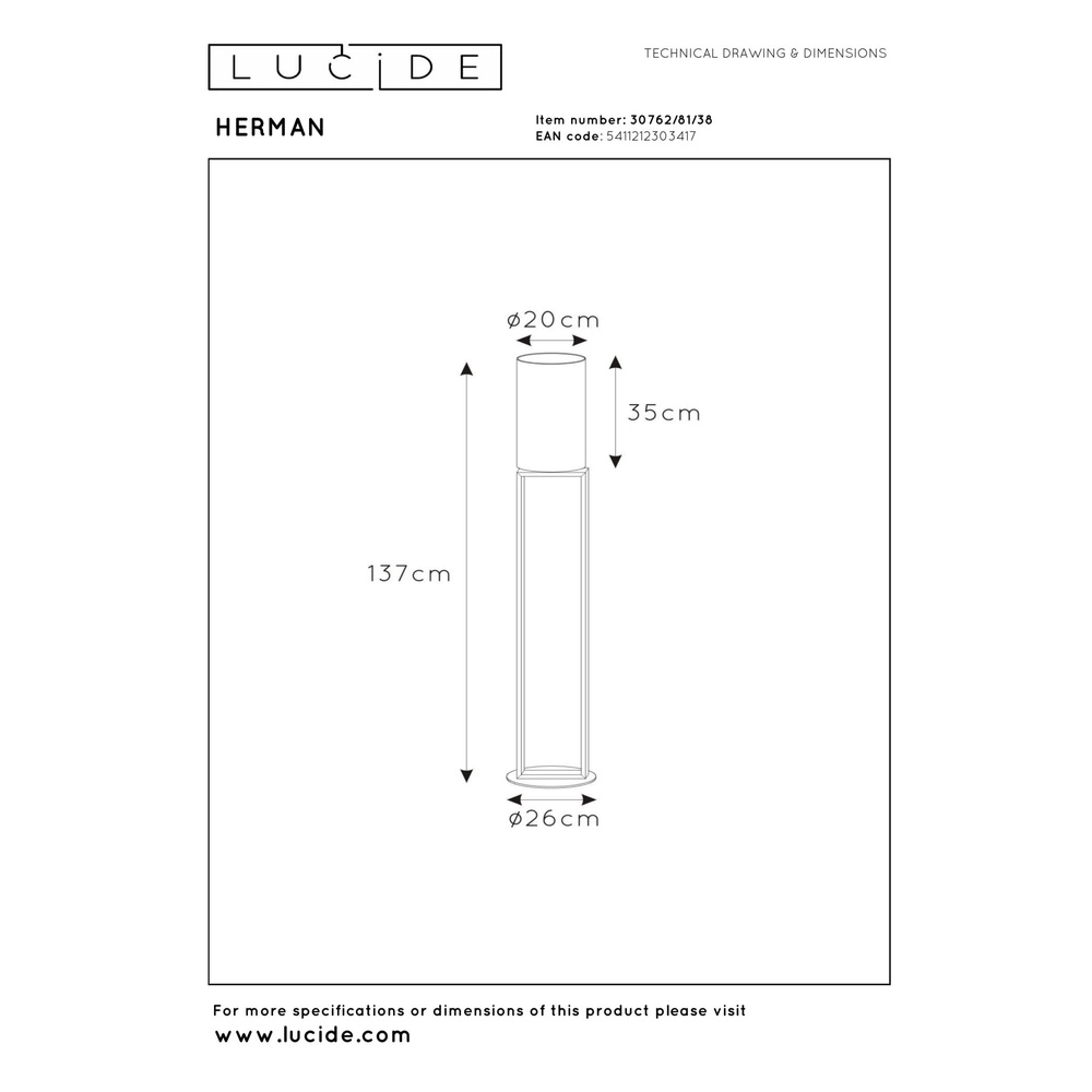 Lampe de pied Herman brun sable Lucide 5411212303417