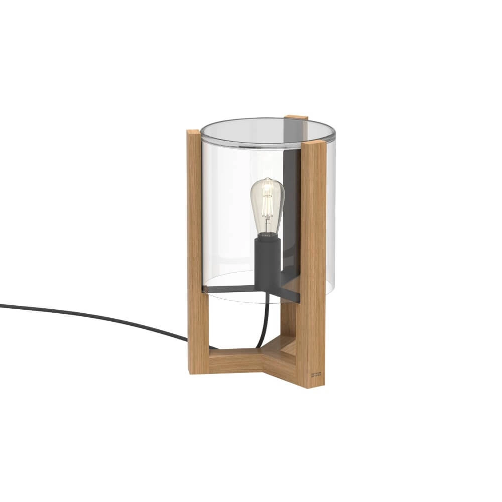 Lampe de table 45cm Tristar teck avec verre transparent