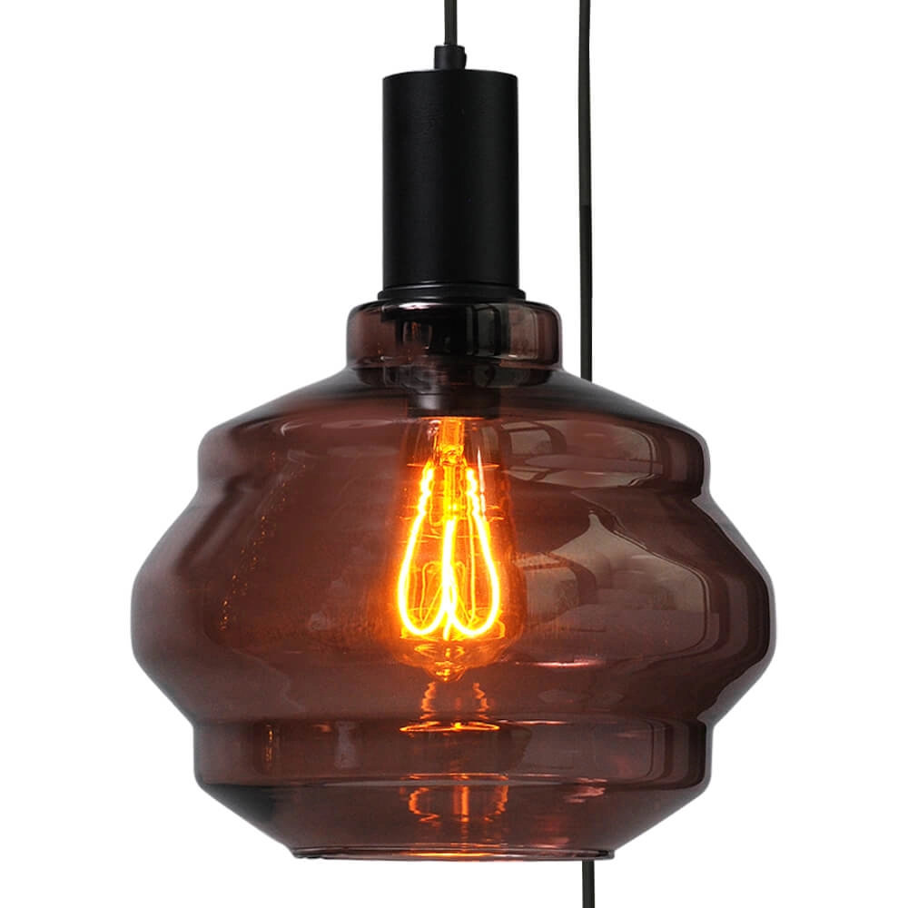 Suspension loft 3 lumières - noire - Porto avec verres Ball rouges - Ø 24cm Masterlight 8718121270715