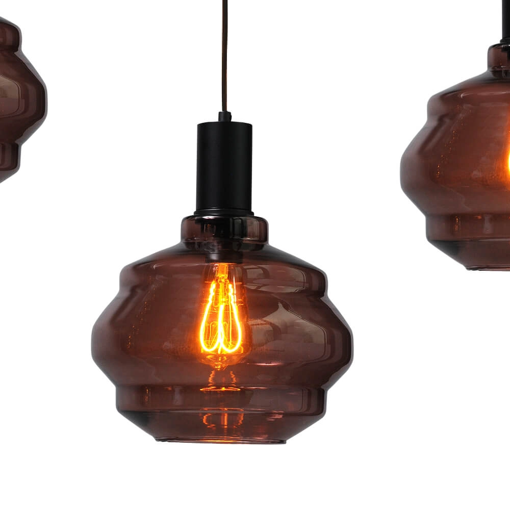 Lampe suspendue 5 lumières - noire - Porto avec verres Ball rouges - Ø 24cm Masterlight 8718121270135