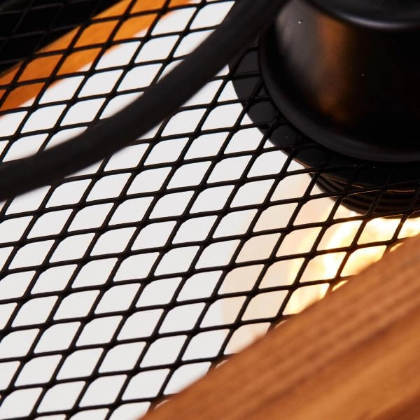 Lampe suspendue Calandra 4 lumières noir avec bois marron Brilliant 4004353394454