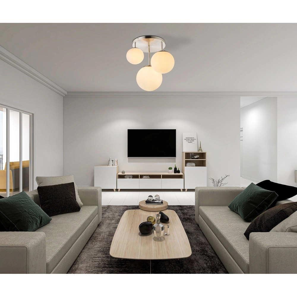 Lampe de plafond à design Joel nickel avec blanc Globo 9007371364039
