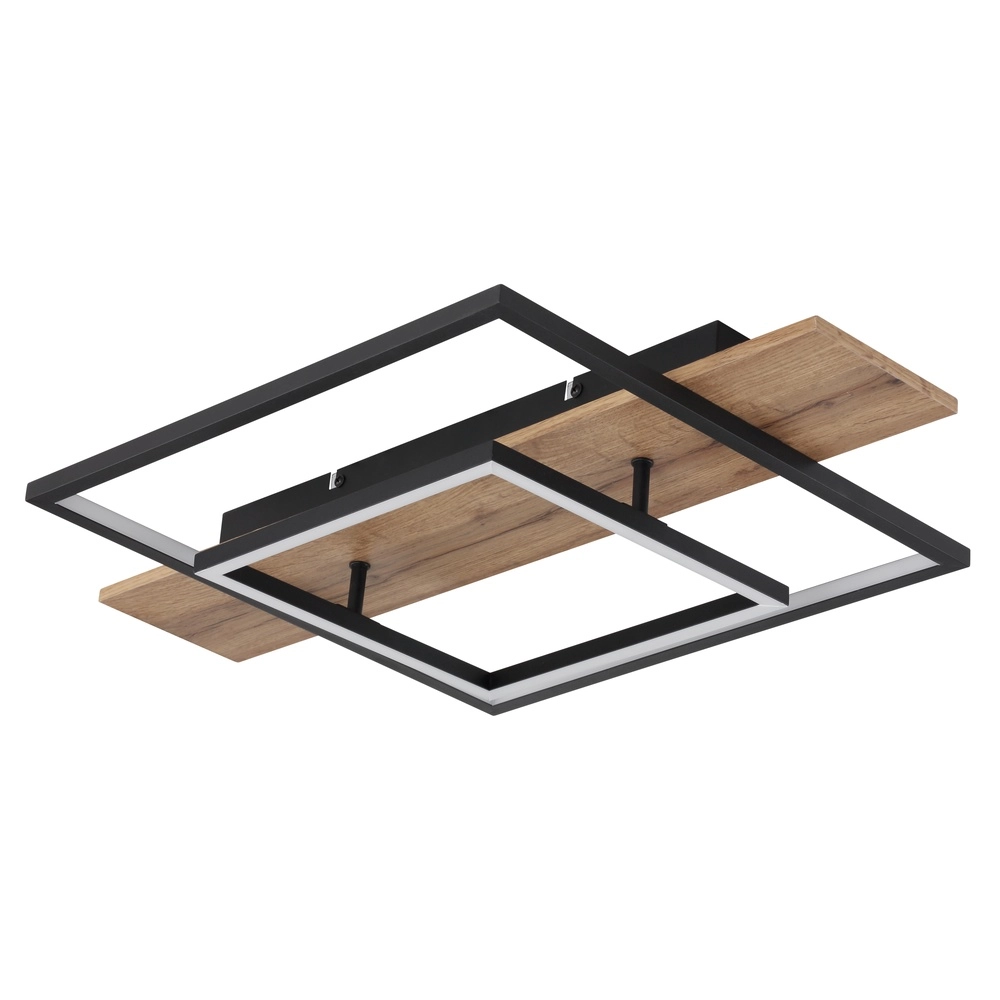 Lampe de plafond à design Vanni noir avec un aspect en bois de 60 cm Globo 9007371451081
