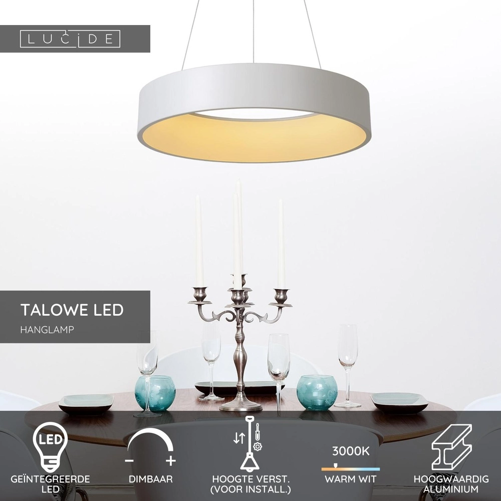 Lampe suspendue Talowe Led Ø 60 cm de blanc Lucide 5411212460240