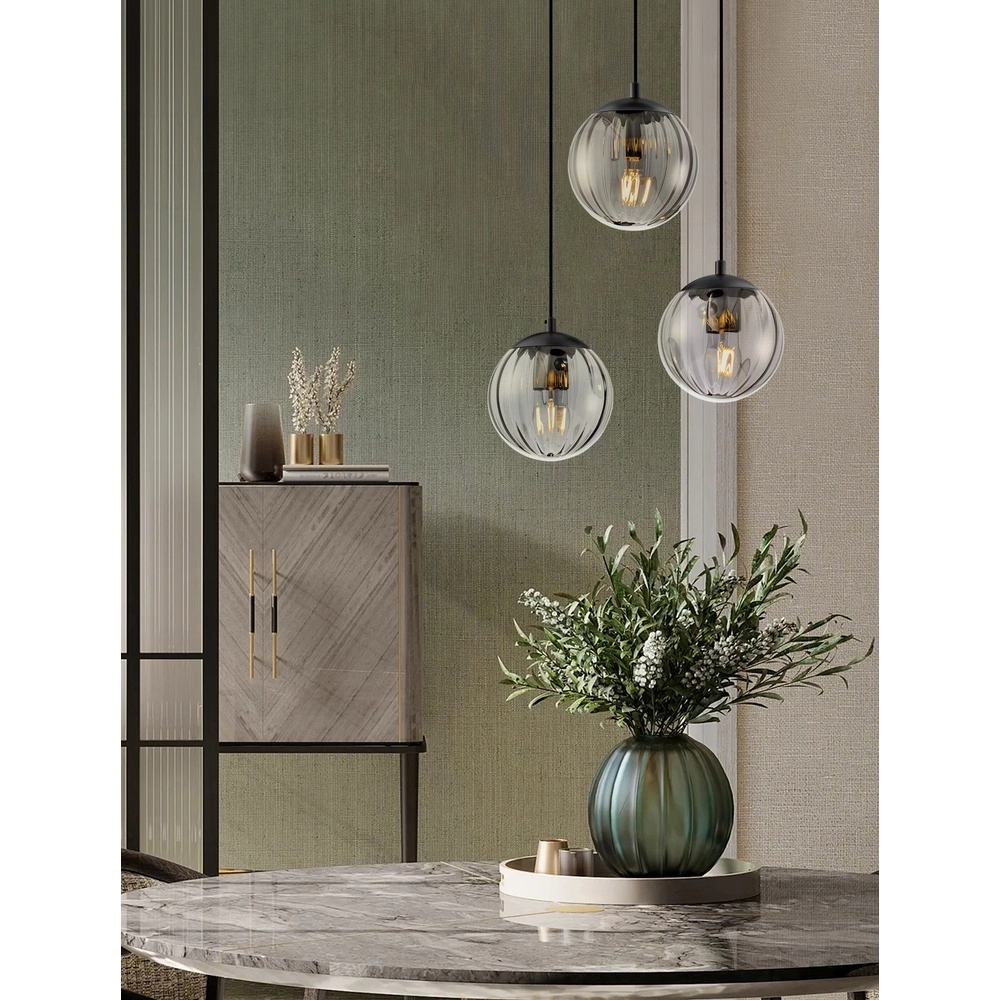 Suspension Abbacus Verre fumé à 3 lumières Lyora 5212017461056