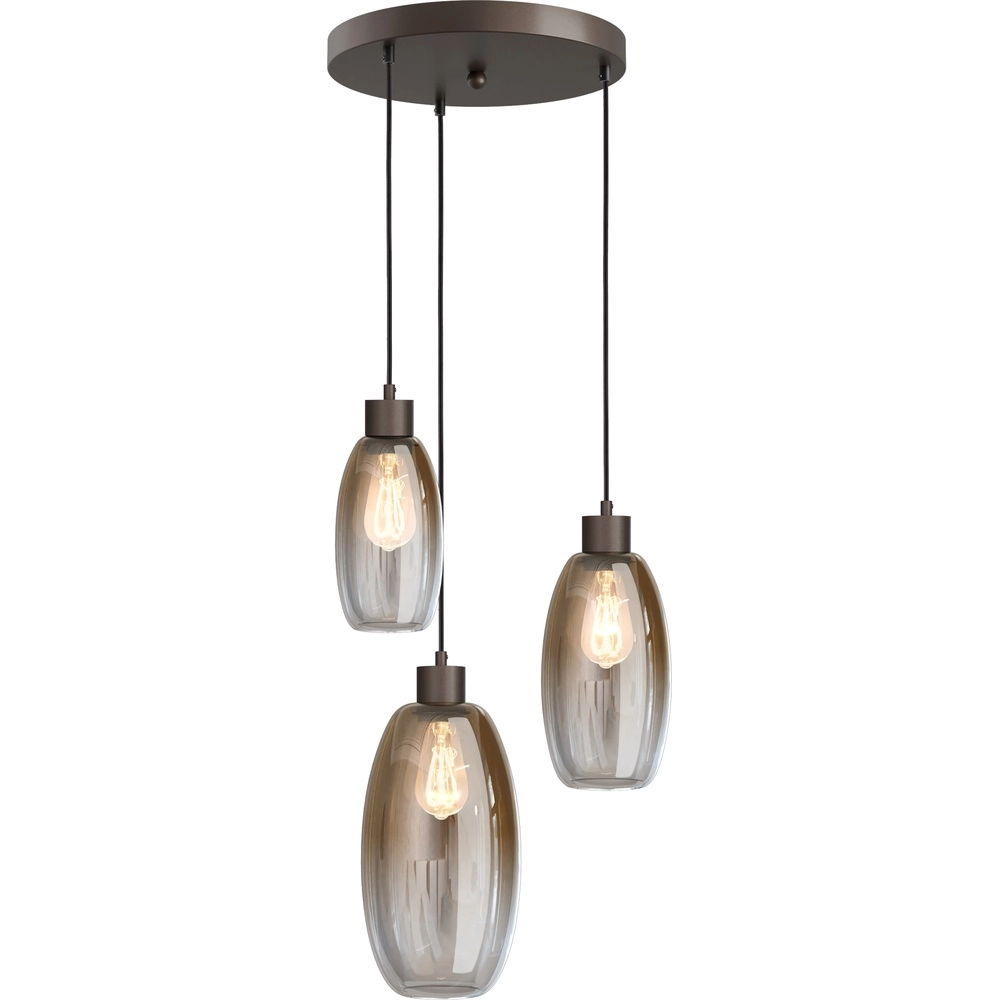 Lampe pendante Vide Olive avec 3 verres - cacao - Ø35cm