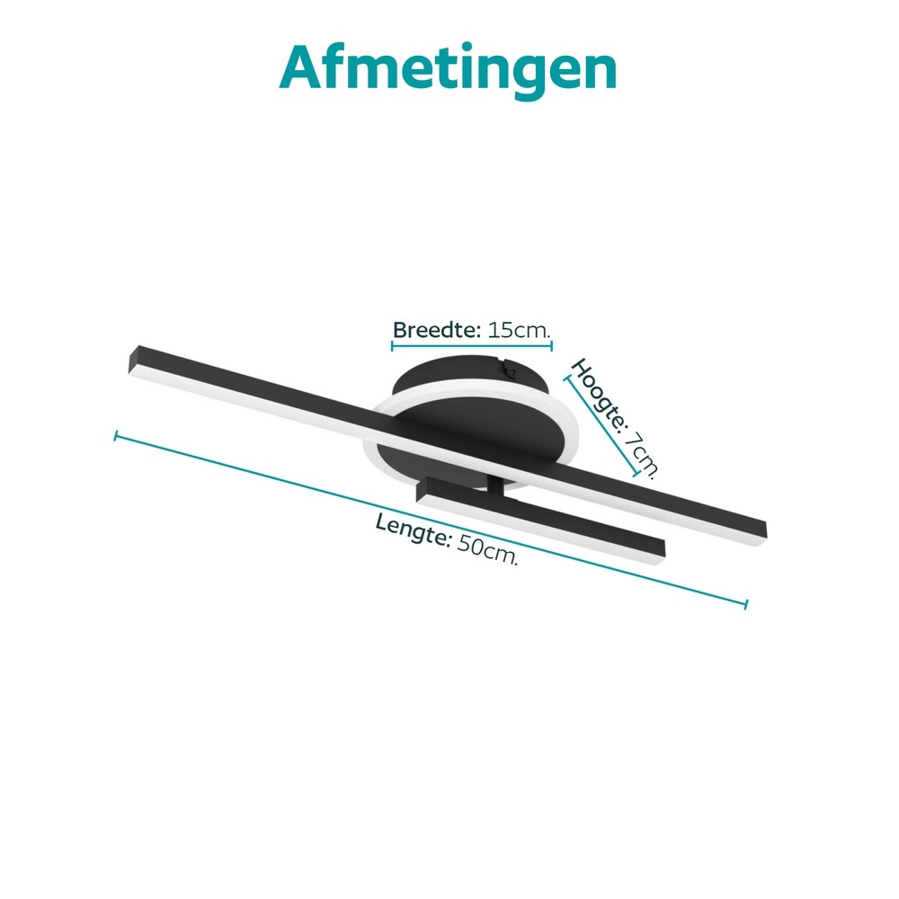 Lampe de plafond moderne Nogaredo Noir 50 x 15 cm Eglo 9008606391547