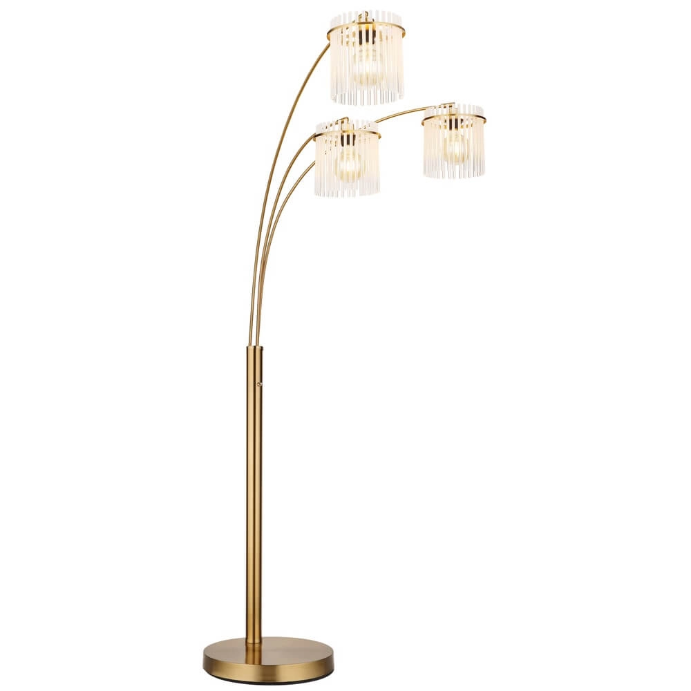 Lampadaire doré Gorley avec verre 3 lumières Lampadaire doré Gorley avec verre 3 lumières