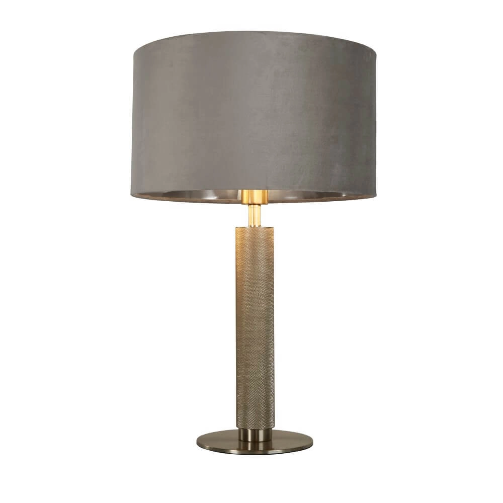 Lampe de table dorée London avec capuche grise Searchlight 5053423256481