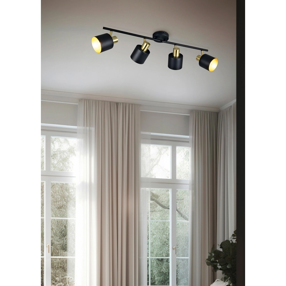 Plafonnier Eva 4 lumières noir avec or Trio 4017807654677