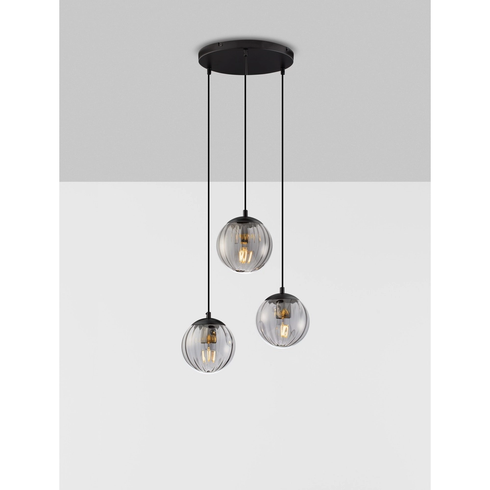 Suspension Abbacus Verre fumé à 3 lumières Lyora 5212017461056