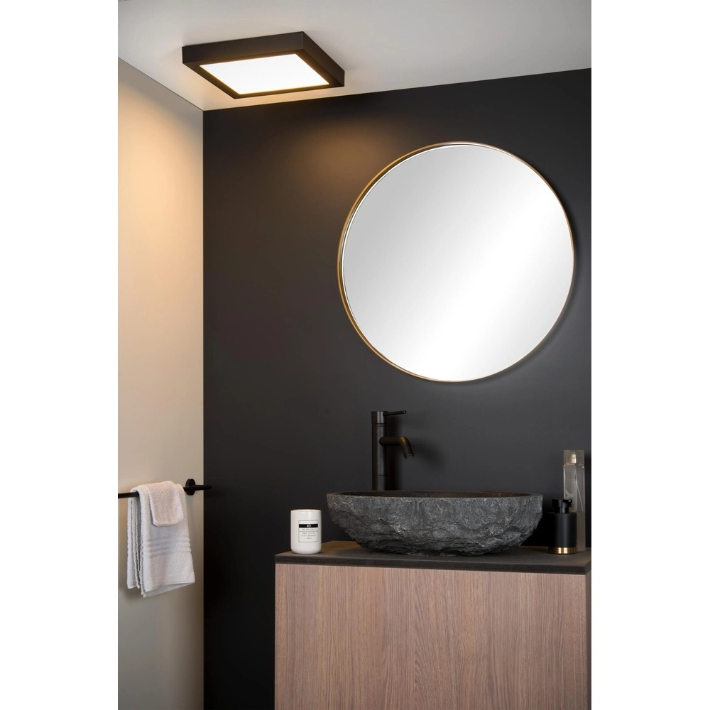 Éclairage de plafond Brice-Led 30 cm carrés IP44 noir Lucide 5411212281272