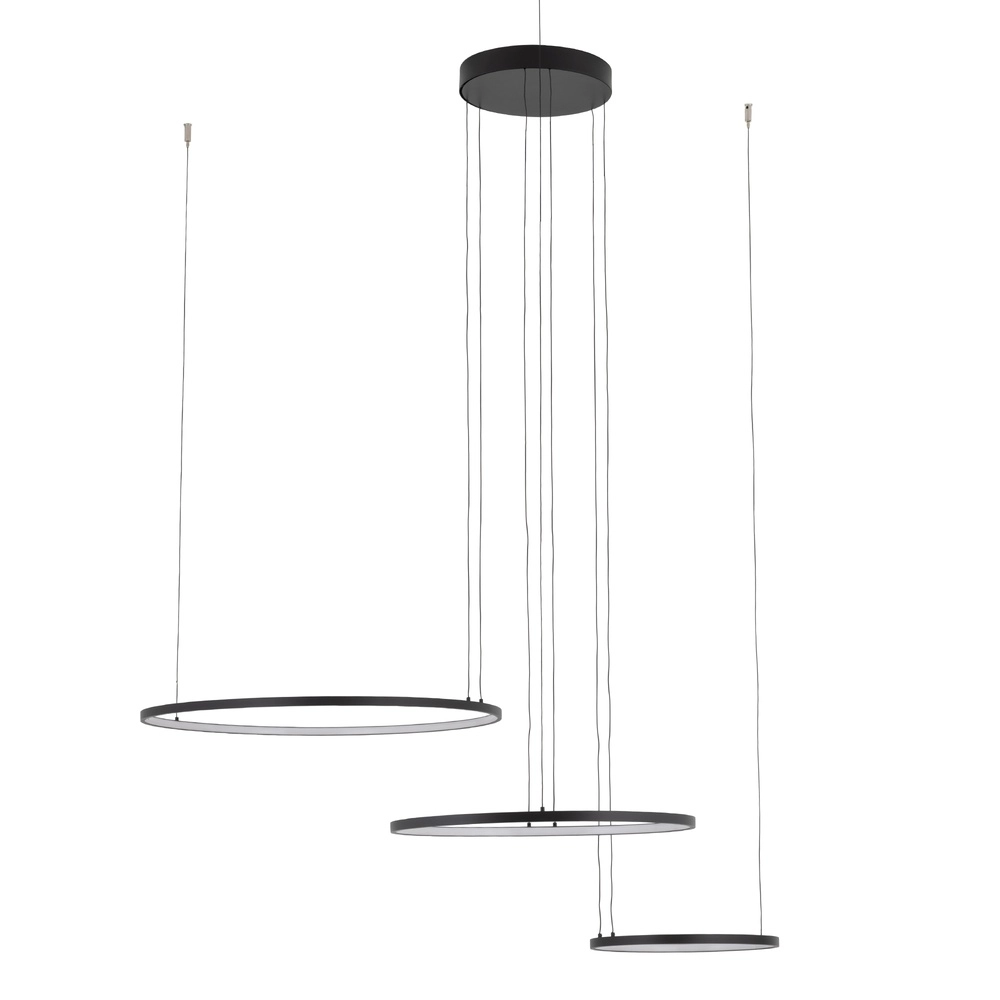 Lampe pendante de conception Circolo Led 3 anneaux noirs