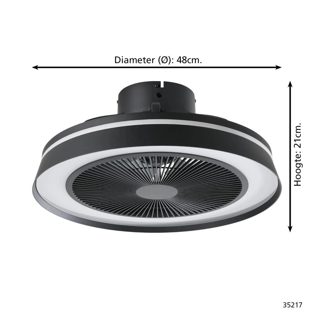 Ventilateur de plafond noir Vallonia Ø 48cm Eglo 9002759352172