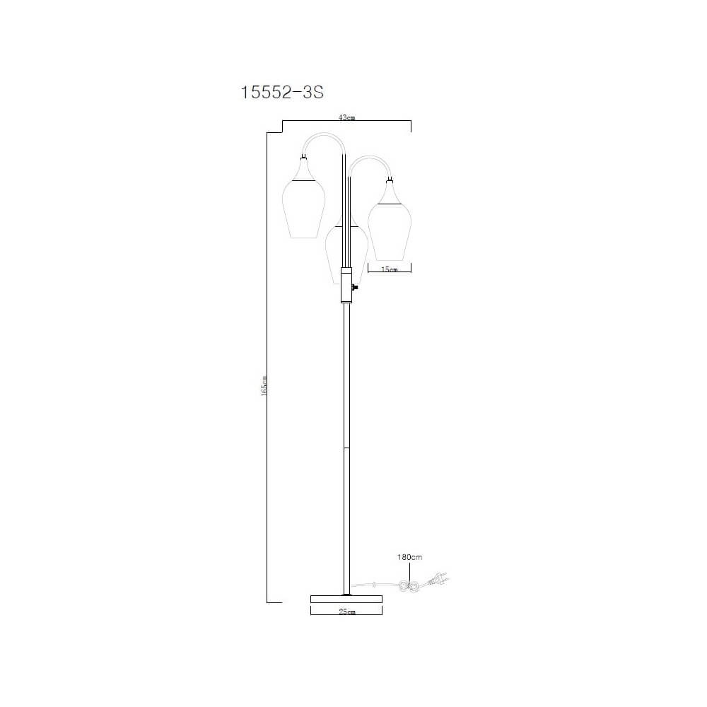 Lampadaire Lavus Verre coloré 3 lumières Globo 9007371474202