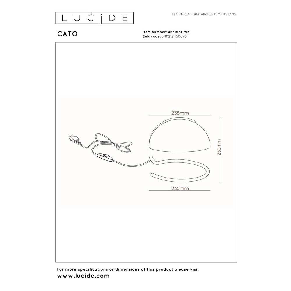 Lampe de table classique Cato orange Lucide 5411212460875