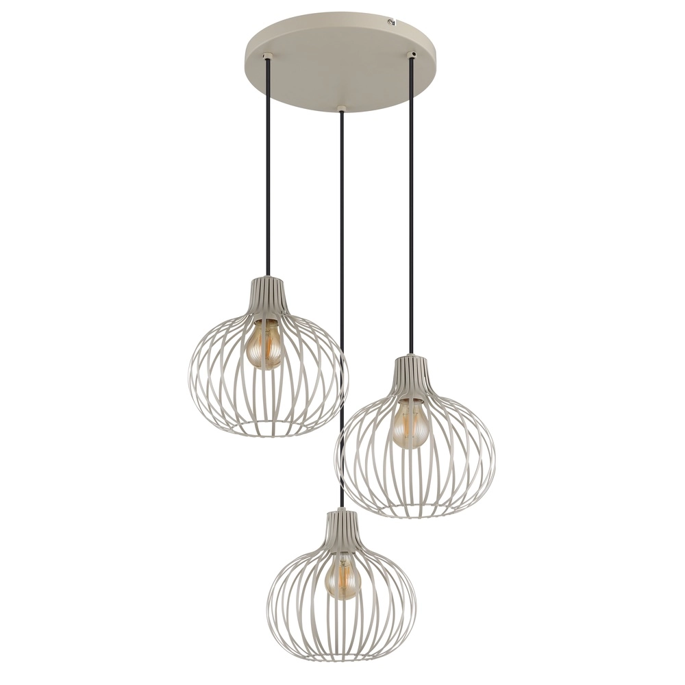 Lampe pendante de conception Mateo Crème ronde à 3 lumières Globo 9007371566150