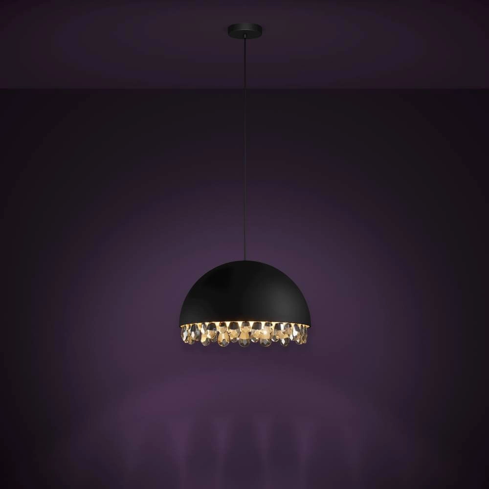 Black hanging lamp with crystal Gaetano 2 Ø 45cm Stars of Light 9002759399498