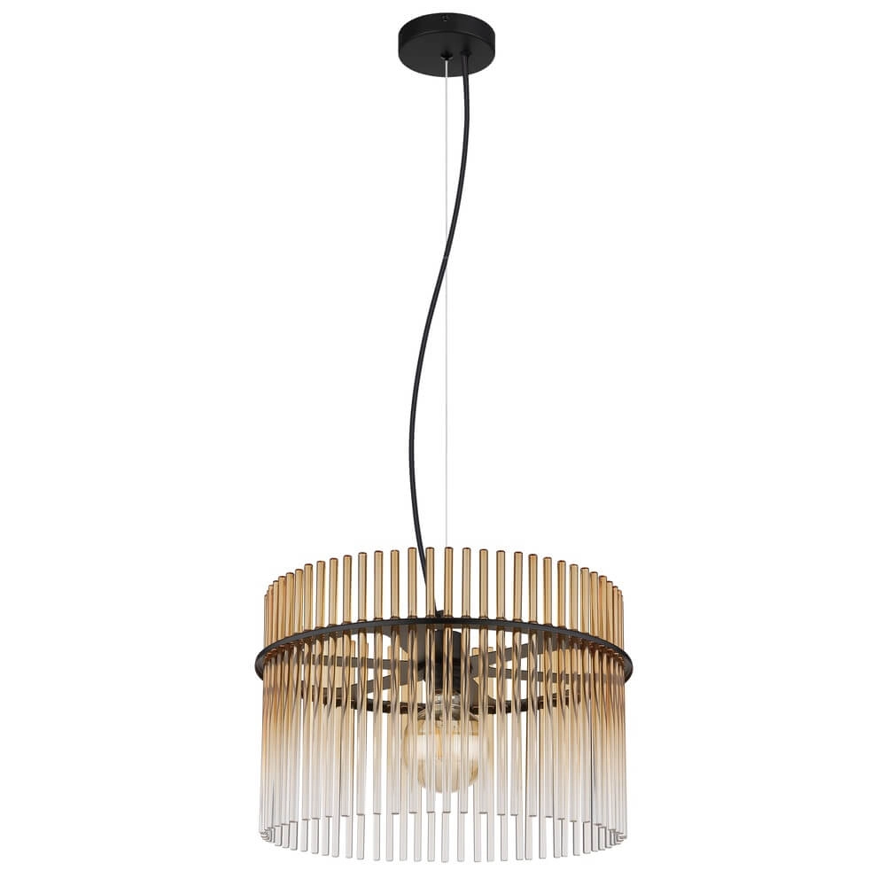 Suspension noire Gorley avec verre ambré Ø 40cm Globo 9007371465996