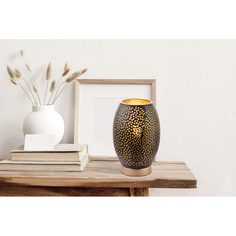 Lampe de table Narri Noir avec or - petits trous Globo 9007371372553