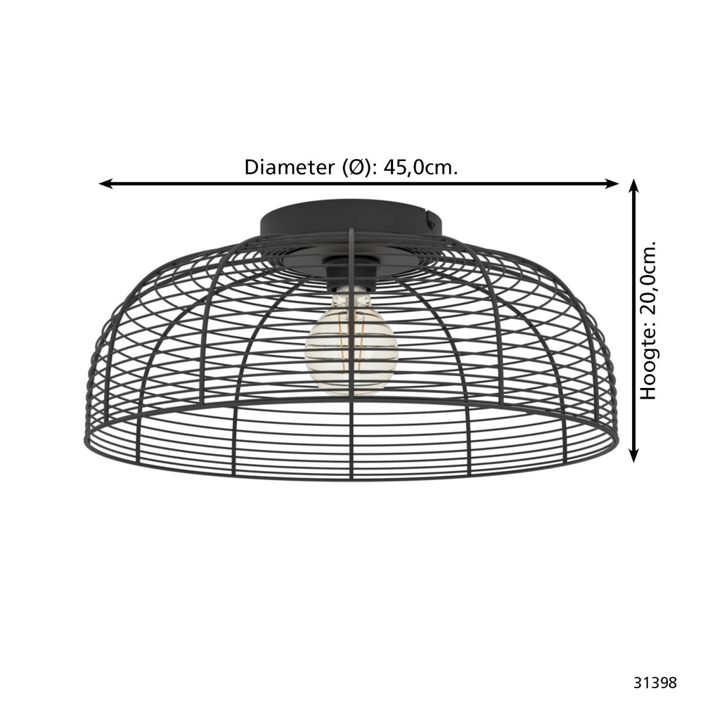 Lampe filaire Derwen Ø 45cm - plafond - noir Eglo 9002759313982