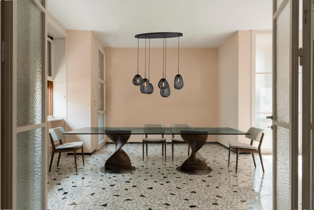 Lampe suspendue Lava Oval 6x verre à fumée Masterlight 8718121290126