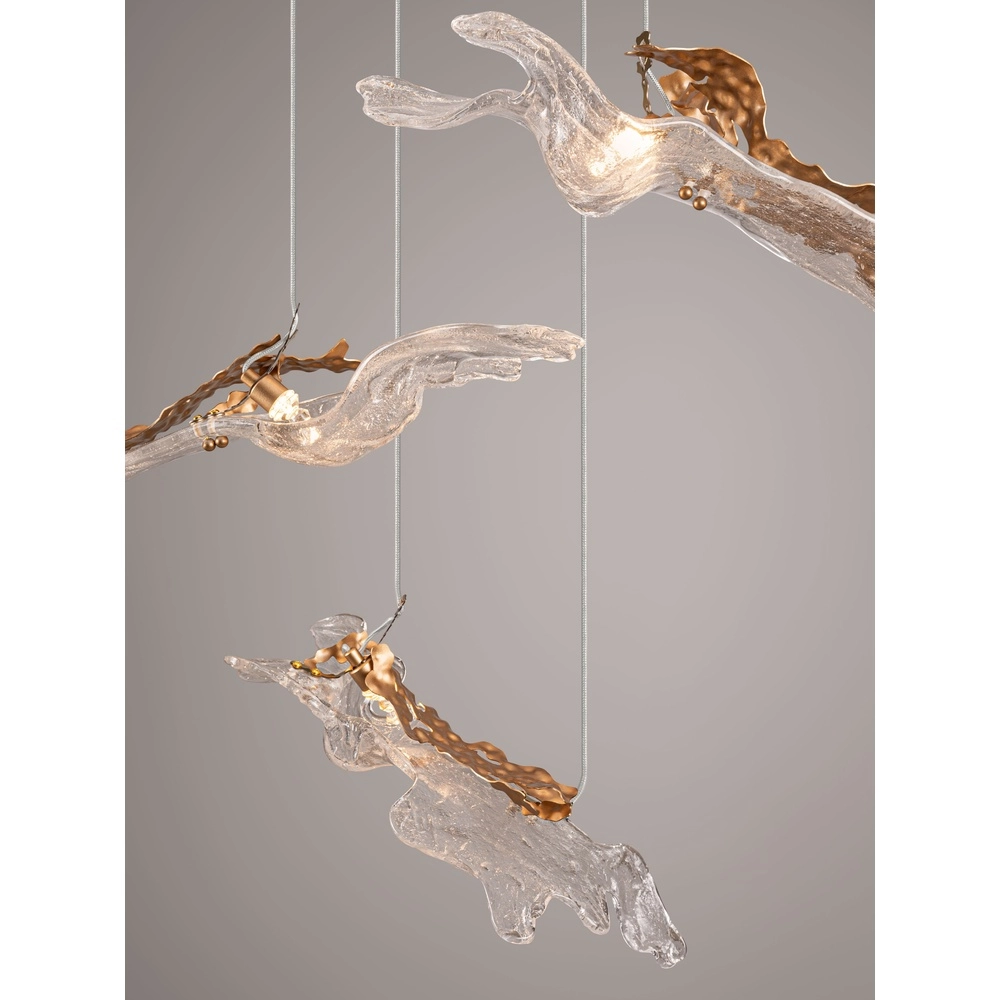 Lampe pendante dorée Avesa avec verre transparent 128 cm Lyora 5212063500426