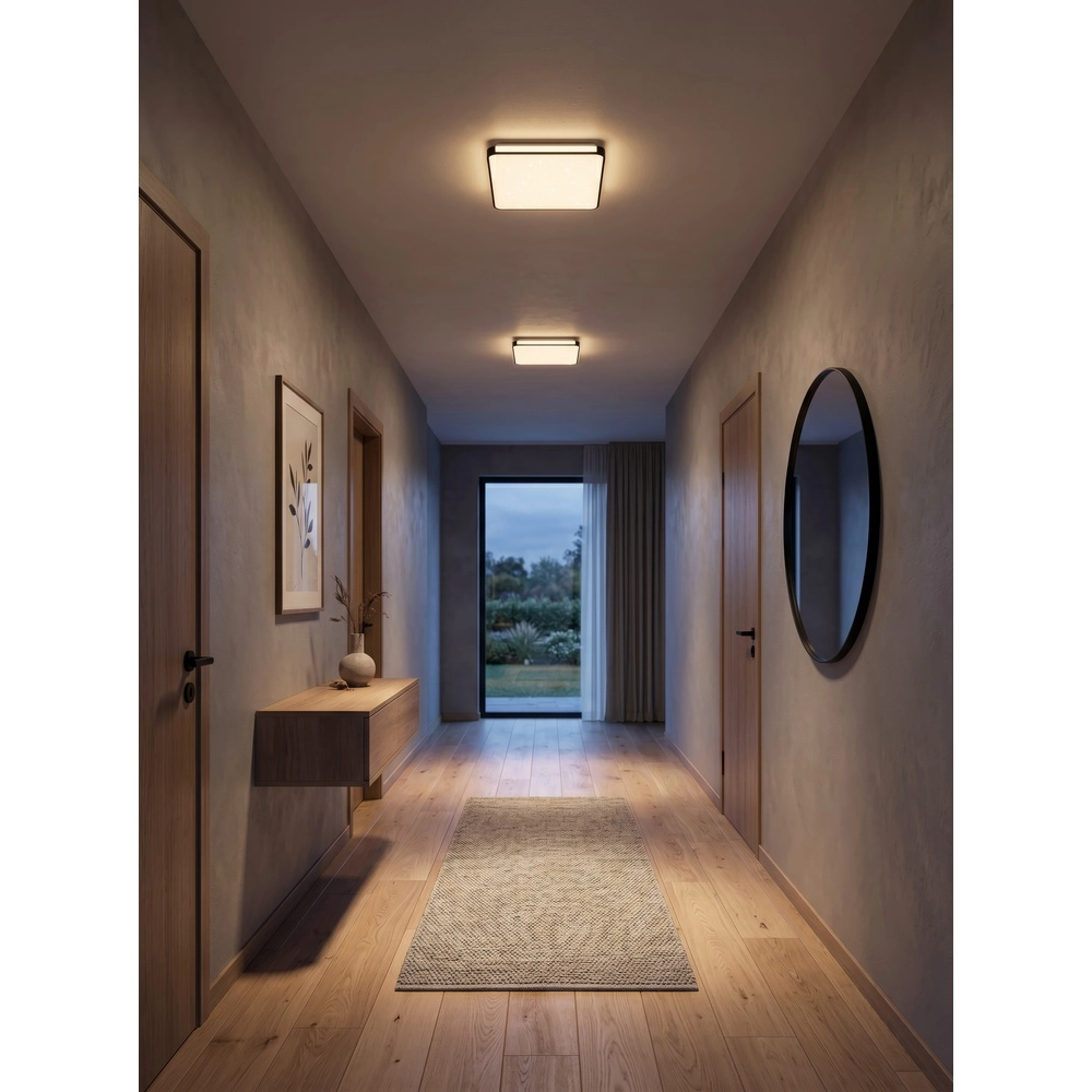 Lampe de plafond Relus Carré noir 37 x 37 cm Trio 4017807704723