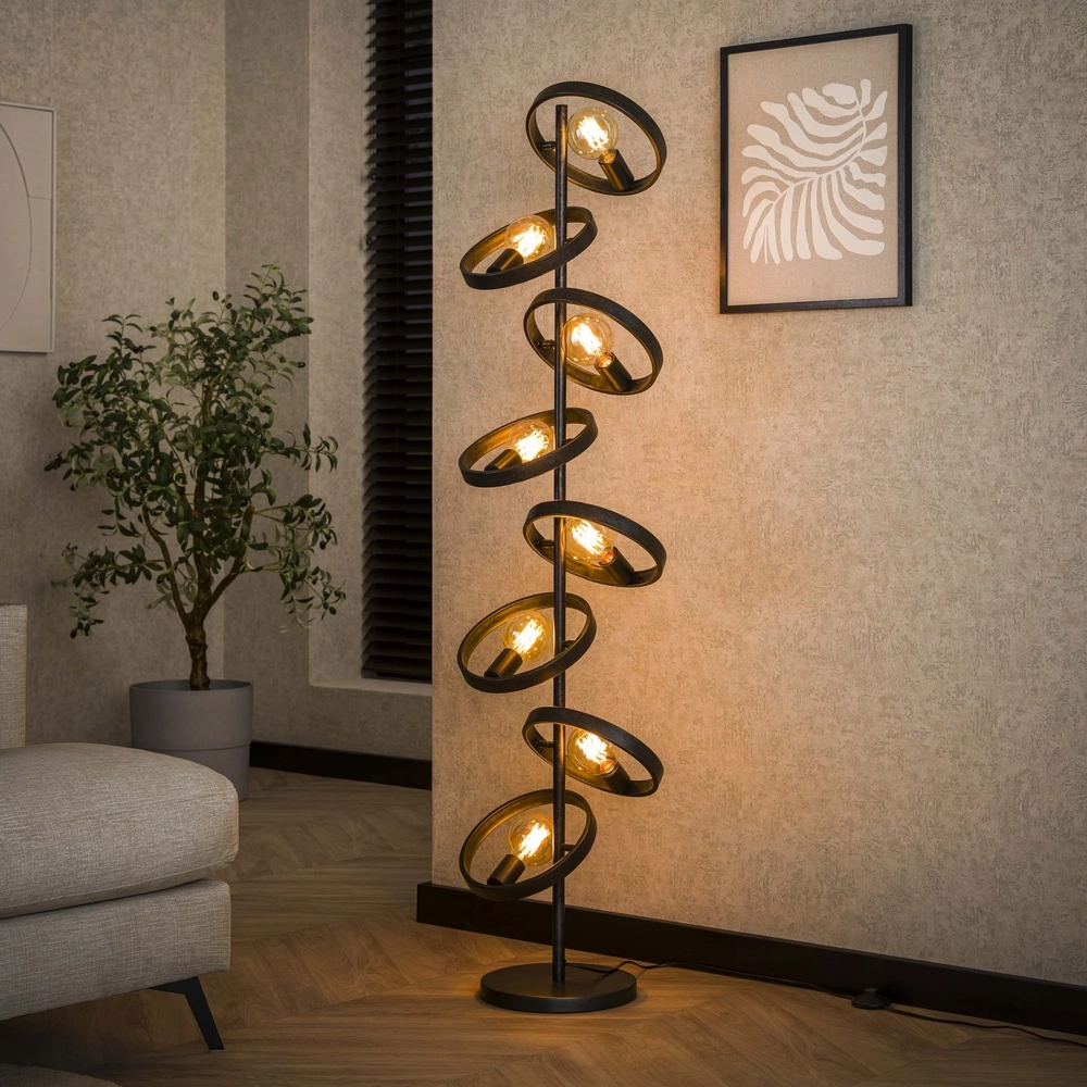 Lampe sur pied Rings Hover 160 cm - 8x E27 - fusain