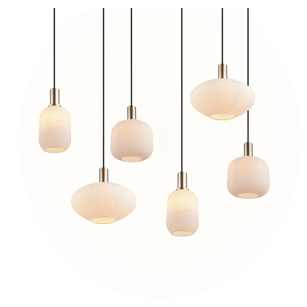 Lampe suspendue à 6 lampes Emelie Or avec verre blanc Trio 4017807724332