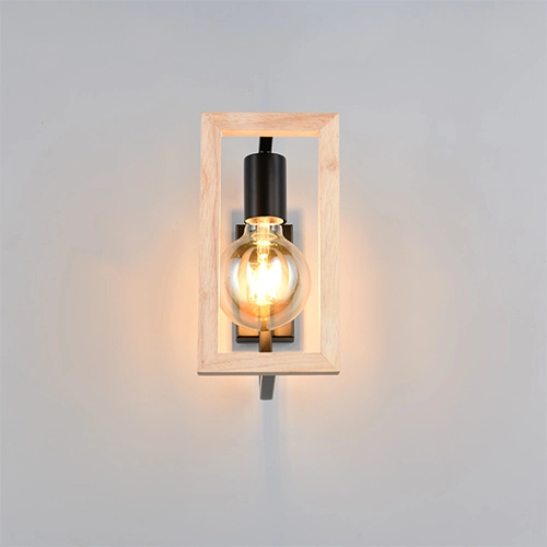 Lampe murale de conception Bano noir avec bois Trio 4017807670899