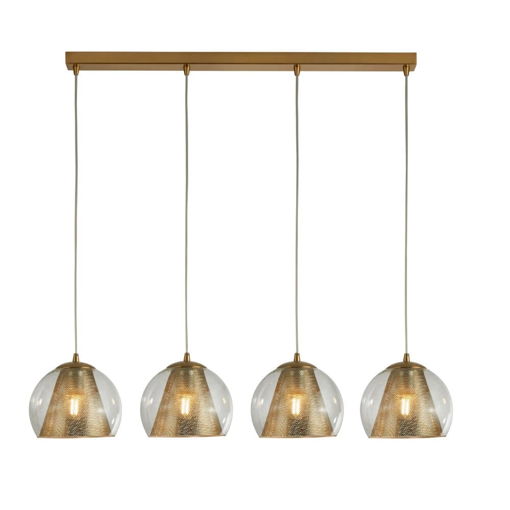 Lampe suspendue pour salle à manger Conio or avec verre Lampe suspendue pour salle à manger Conio or avec verre