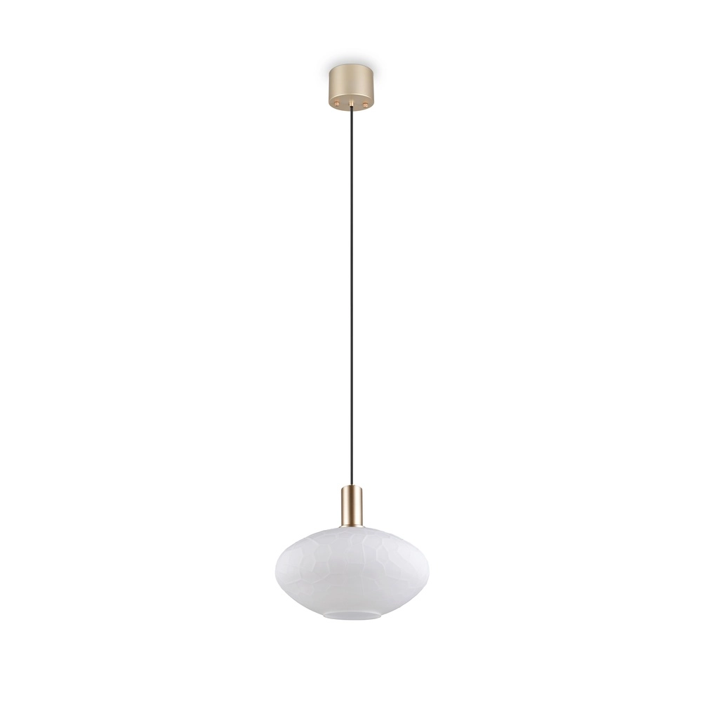 Lampe suspendue Emelie Or avec verre blanc Trio 4017807724264