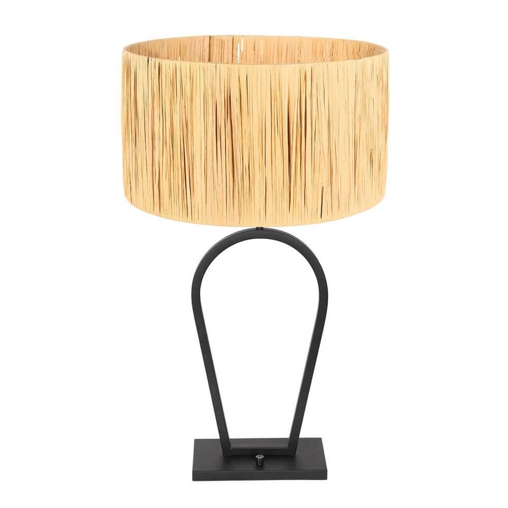 Lampe de table Stang noir avec abat-jour paille Ø 40cm
