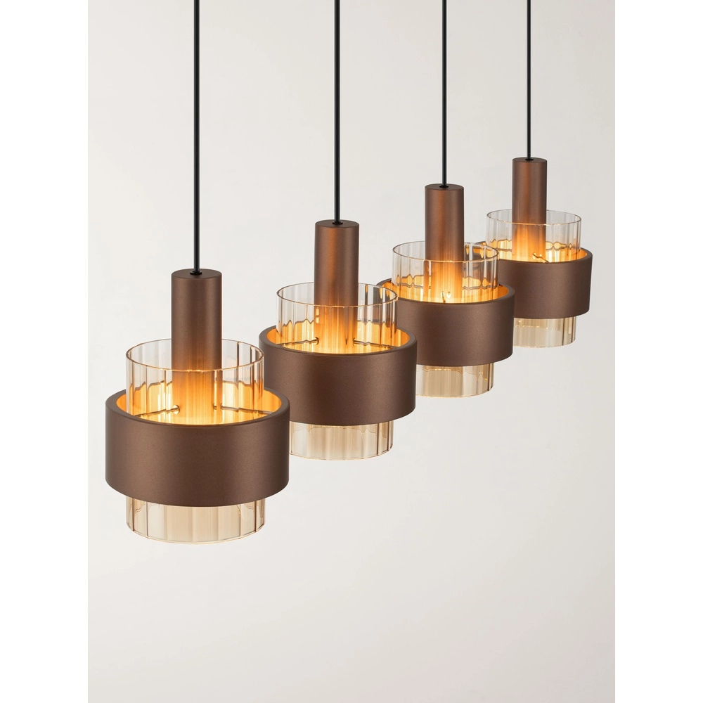 Lampe pendante moderne Serena Café marron 4 clairs Lyora 5212063501157
