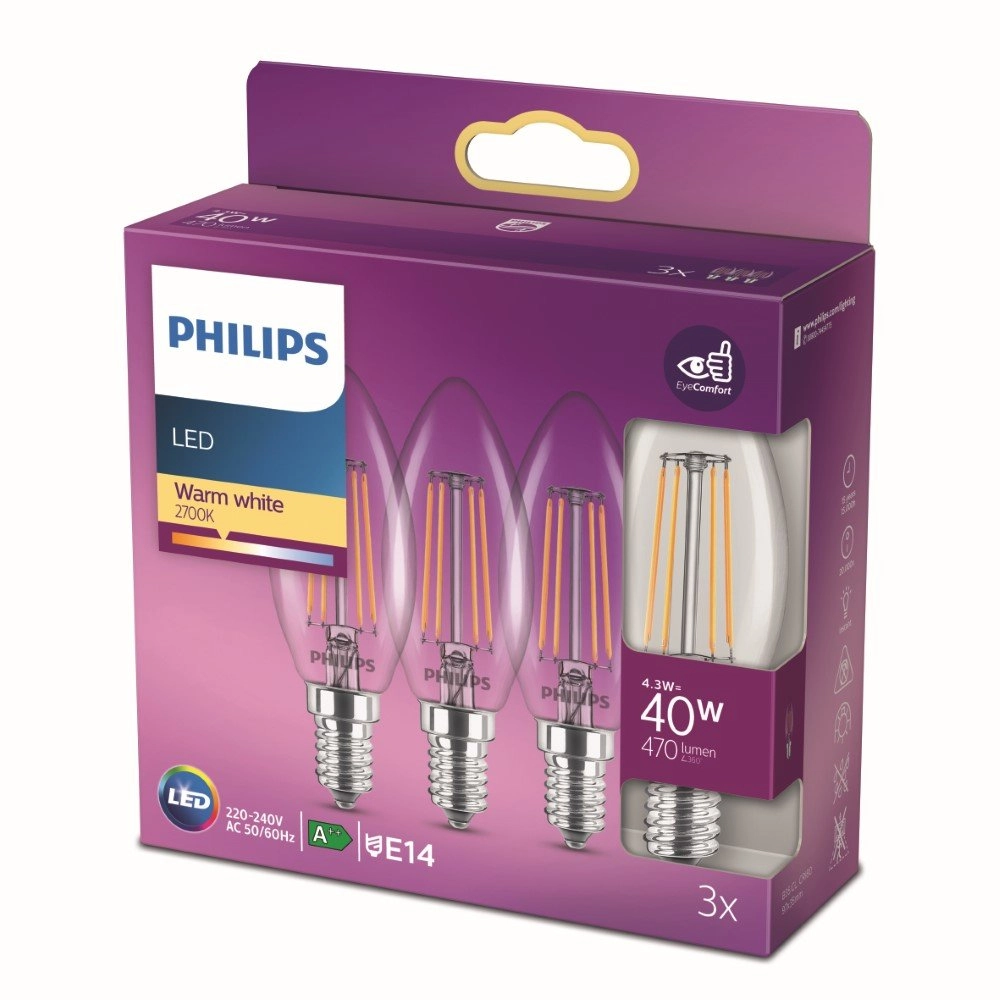 4,3W - E14 - 2700K - 470 lumen lot de 3 4,3W - E14 - 2700K - 470 lumen lot de 3