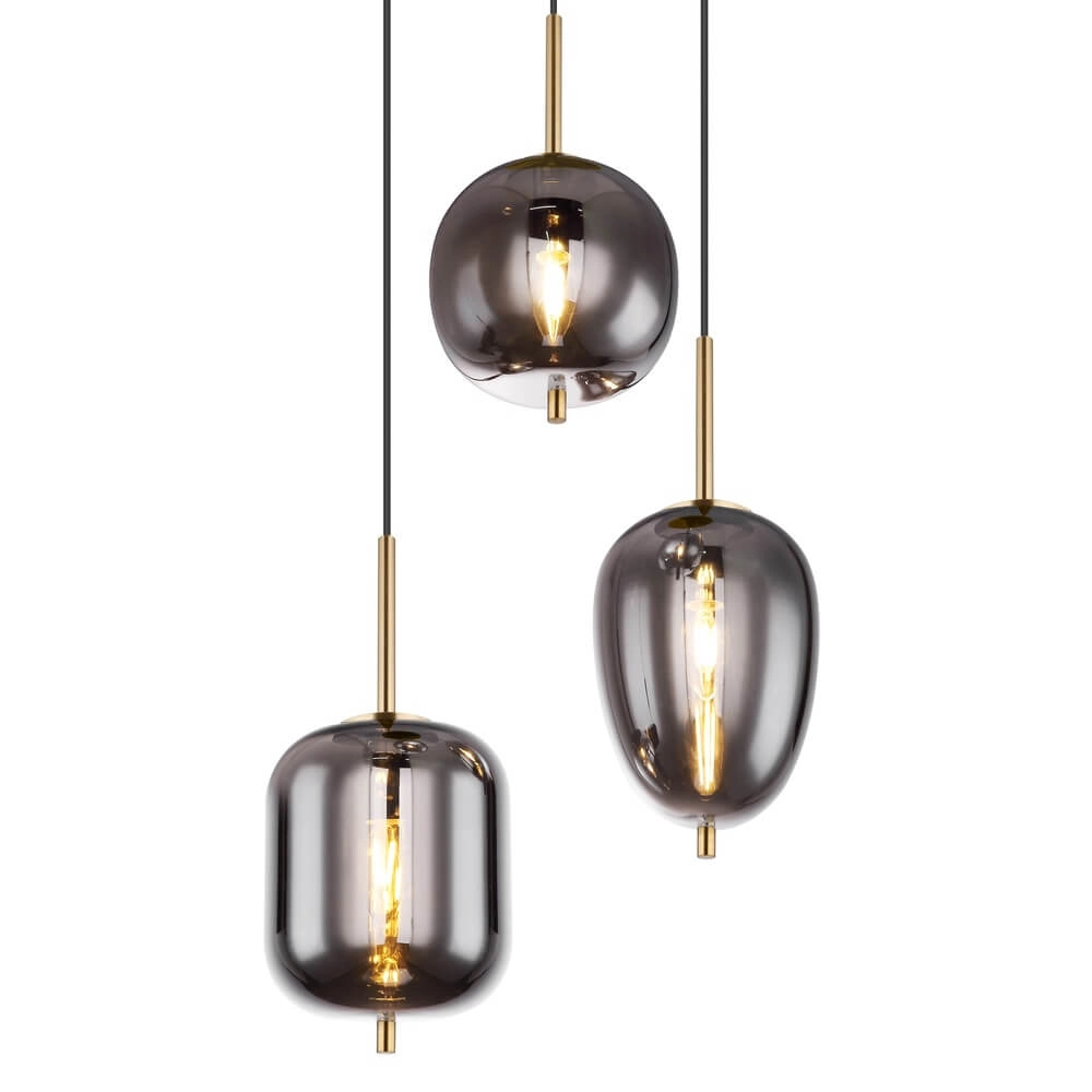 Suspension dorée Blacky I 3 lumières Globo 9007371428038