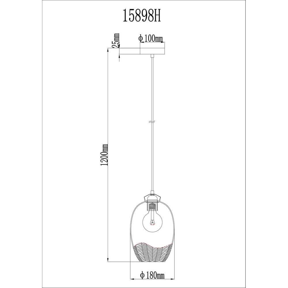 Suspension Jessica avec verre orange Ø 22cm Globo 9007371478118
