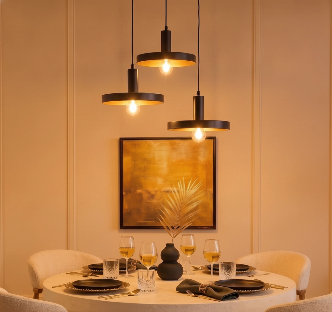 Suspension design Garni 3 lumières noir