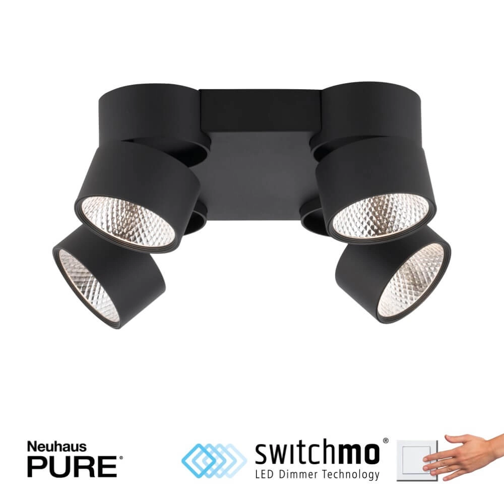 Plafonnier Pure Nola 4 lumières noir Paul Neuhaus 4012248372012